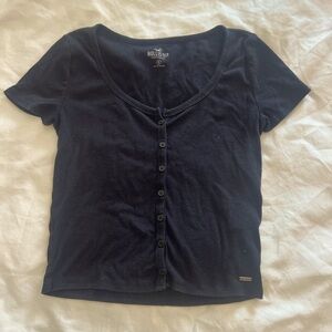 Black Hollister button up baby tee